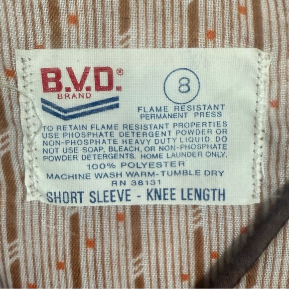 Vintage BVD Flame‑Resistant Permanent‑Press Pajamas Boys Size 8 Orange / Brown - Picture 2 of 6